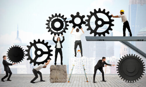 Teamwork of businesspeople